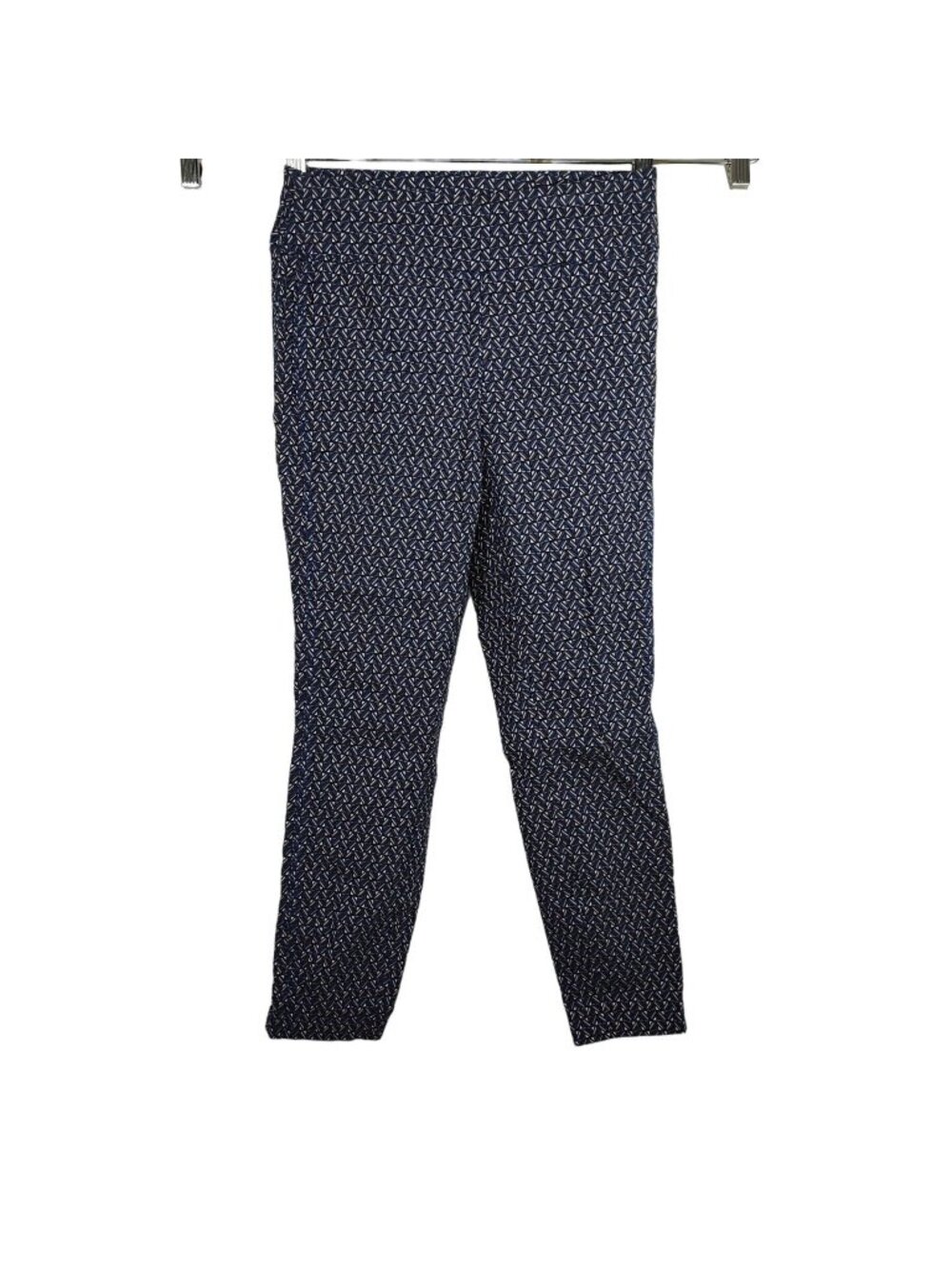7th Avenue New York and Company Blue Skinny Pants Women Size S Pull-on Geometric